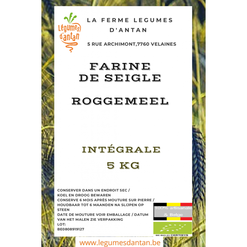 Farine complète de Seigle de France - bio et équitable